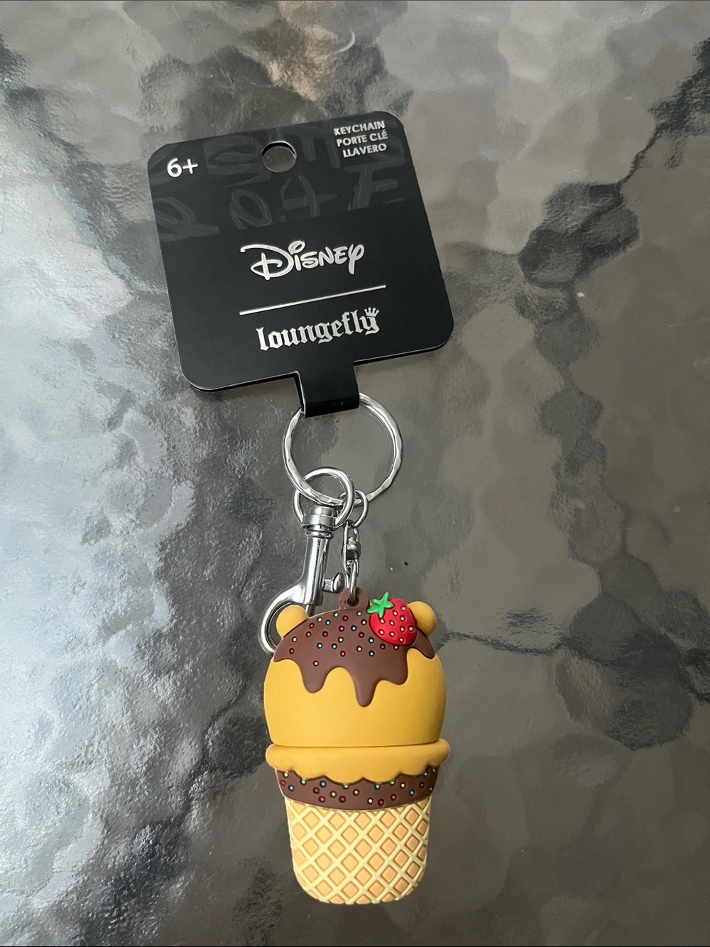 Disney Loungefly Strawberry Chocolate Ice Cream Cone Keychain
